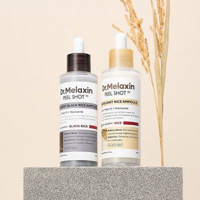 Dr. Melaxin Peel Shot – Twin Set (Black + White Rice Ampoule)